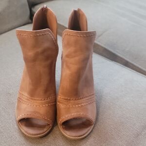 Report Brown Peep-Toe Ankle Booties